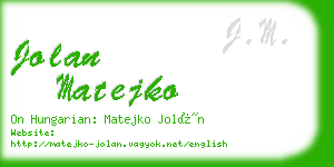 jolan matejko business card